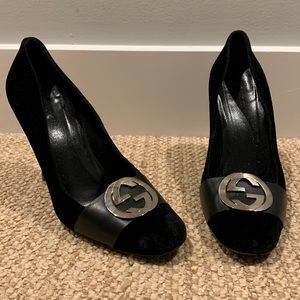Gucci black suede heels